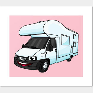 Happy campervan cartoon illustration Posters and Art